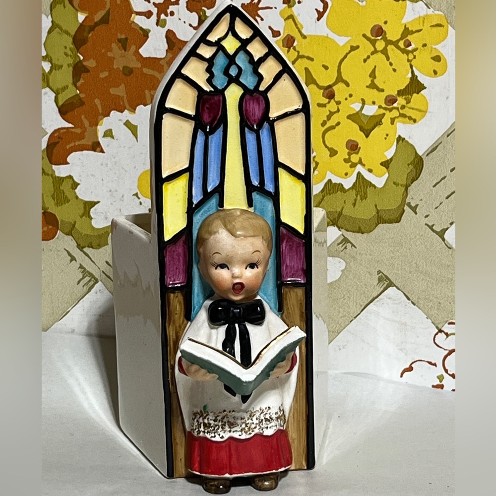 Vintage Napco National Pottery Stained Glass Planter 1959